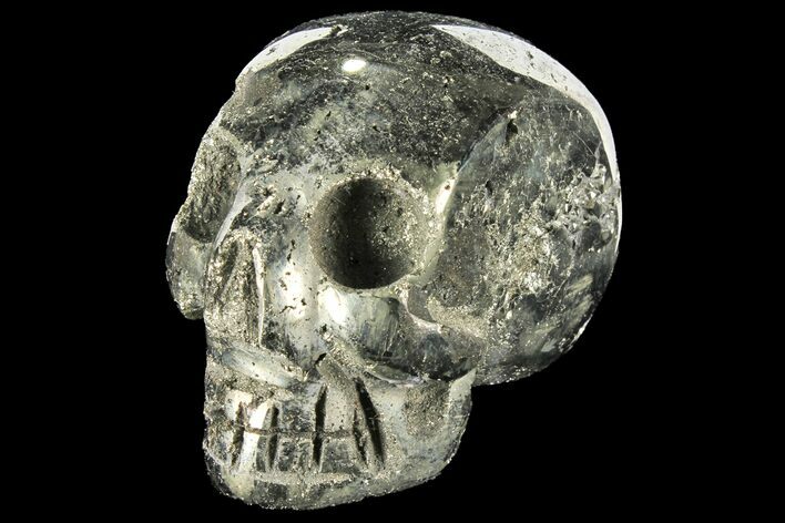Polished Pyrite Skull With Pyritohedral Crystals #96322